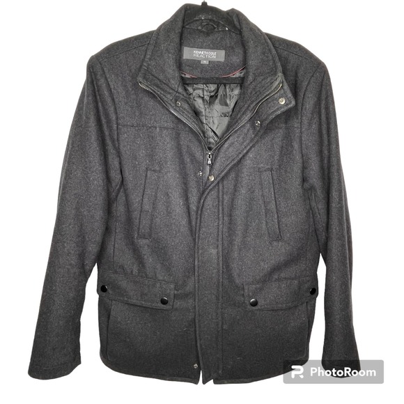 Kenneth Cole Reaction Mens‎ Charcoal Gray Wool Blend Jacket Medium - Picture 1 of 8